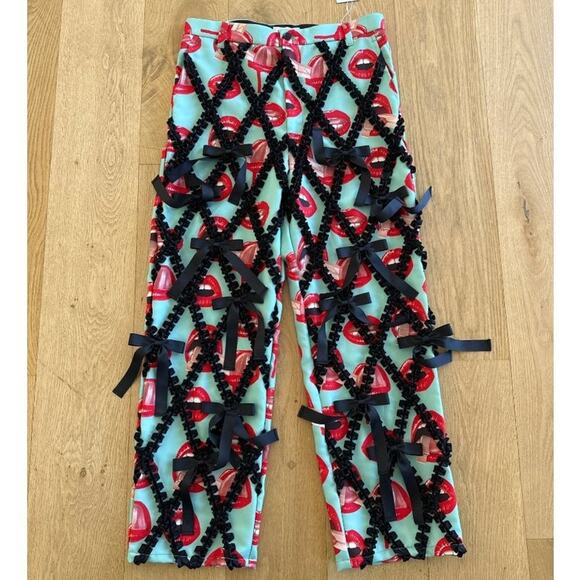 Kidill Innocence Collection Ribbon Pants in Green Black & Red - NWT - Picture 1 of 8